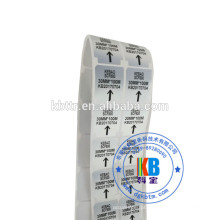 adesivo de código de barras adesivo tipo de etiqueta personalizado em branco mate prata PET etiqueta de transferência de calor